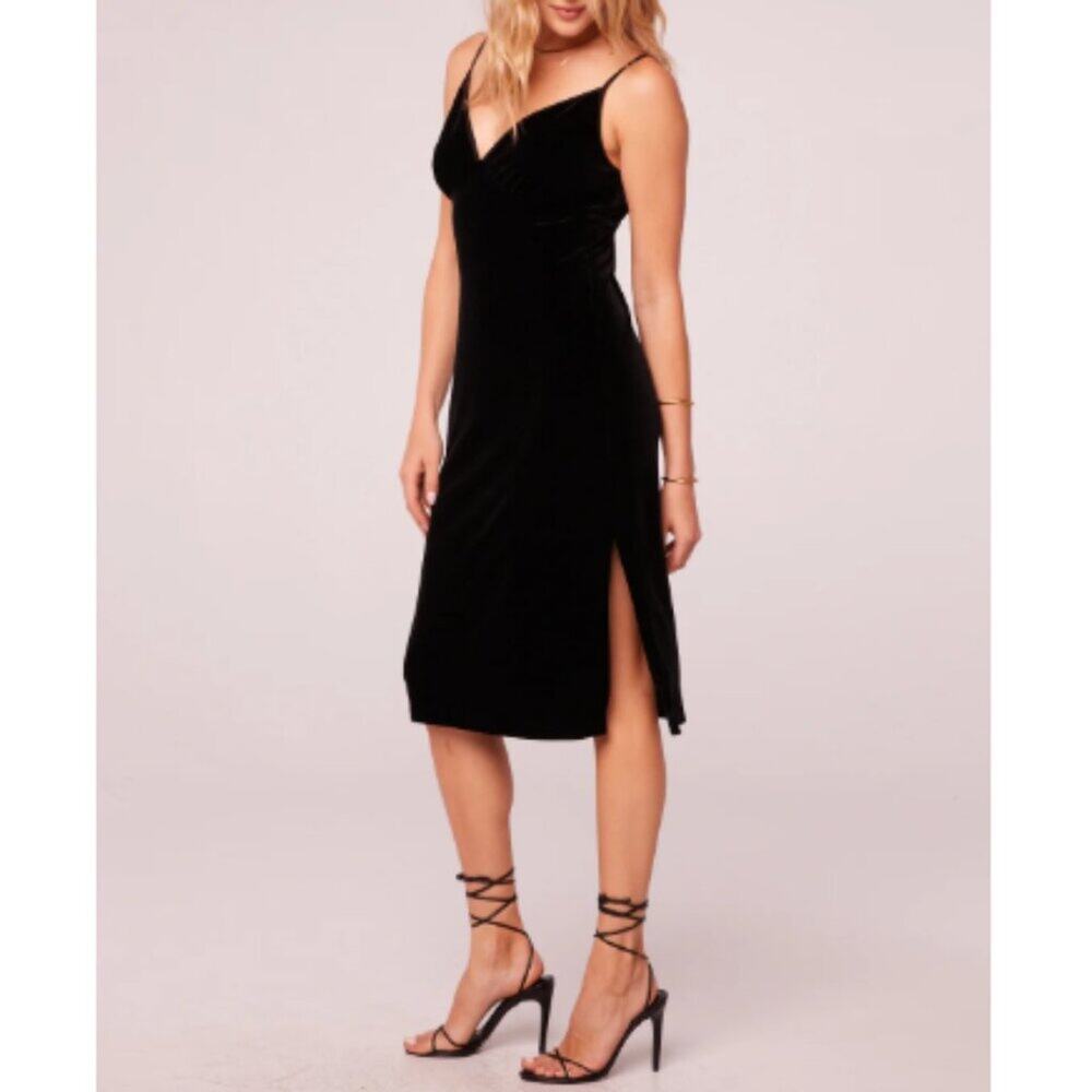 Band Of The Free Size XS Black Midi Dress Girl Crush Black Velvet Club Party